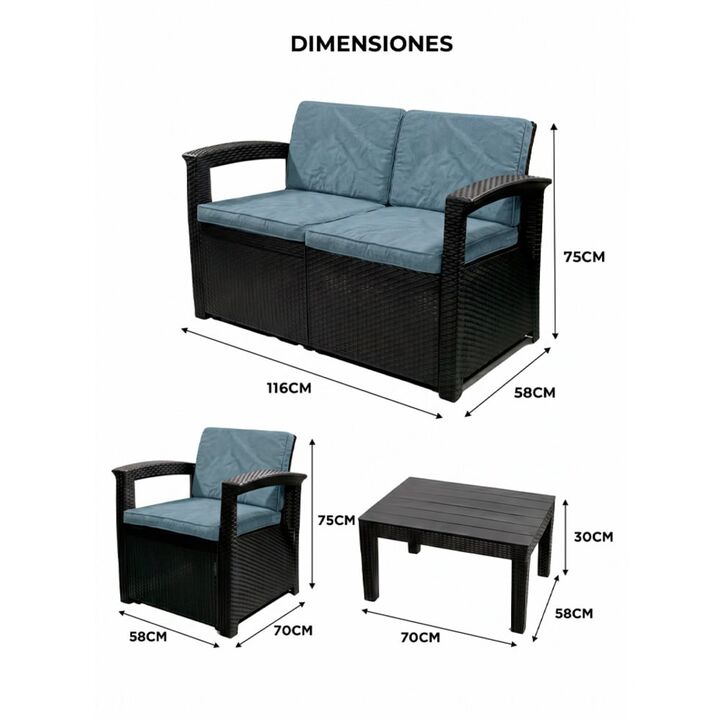 Juego De Living Jardin Exterior Gadnic Komfort 2 Cuerpos - Vista 6