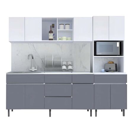 MUEBLE PARA COCINA MODERNO GRIS POLAR 2.20 M