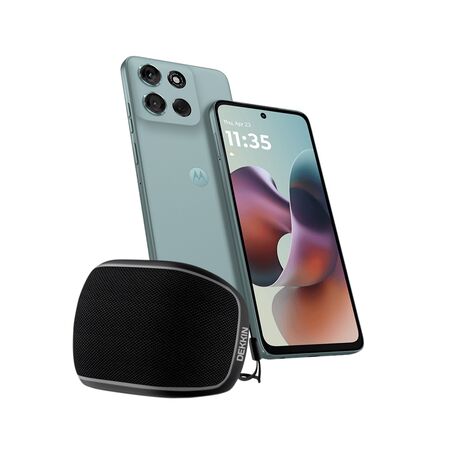 Combo de Celular Motorola Moto G56 8+256GB Gray Mist + Parlante Inalambrico Bluetooth Negro Dekkin