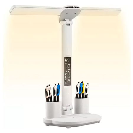 Lámpara Led de Escritorio Gadnic con Reloj y Portalápices