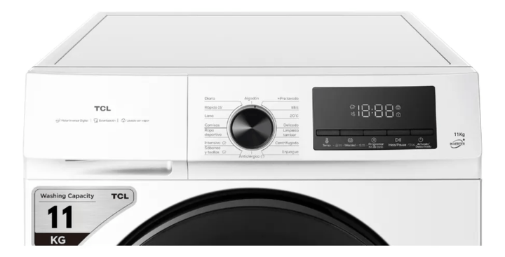 Lavarropas Tcl P111flw Inverter Antiscalding 11kg 1400 Rpm Blanco - Vista 4