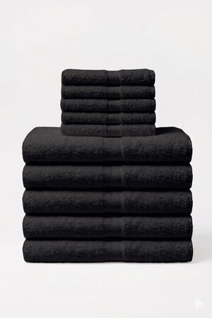 Combo Hotelero x 5 unid Juego de Toalla y Toallon color negro Franco Valente 400gr