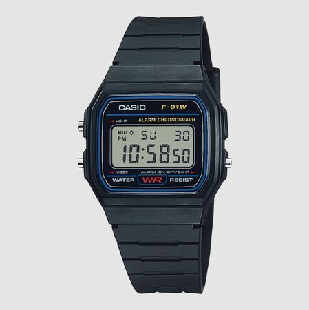 RELOJ CASIO DIGITAL RESISTENTE AL AGUA LUZ CRONOMETRO VINTAGE (F-91W-1D)