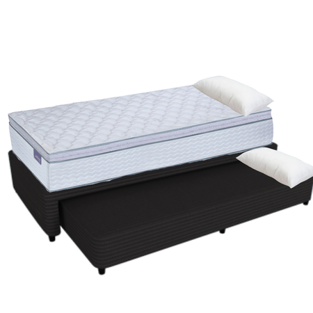 Colchón + Carricama Tejido Negro Resortes 1 1/2 Plaza Inducol April con Pillow 90x190x24 110kg