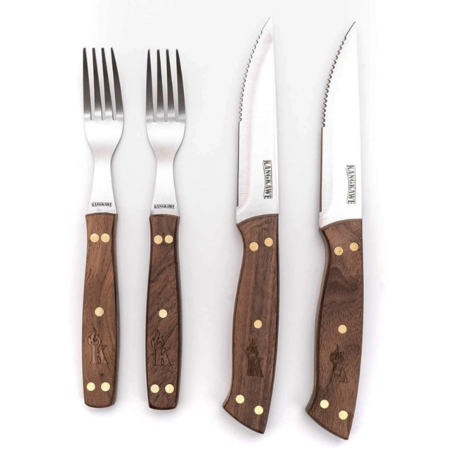 Set de 2 Cuchillos 5" + 2 Tenedores Asado Kangkawe