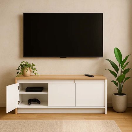 Mueble de TV Rack TV Hasta 55 3 Puertas Estantes 130CM