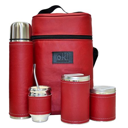 Equipo de mate ecocuero Bordo set matero