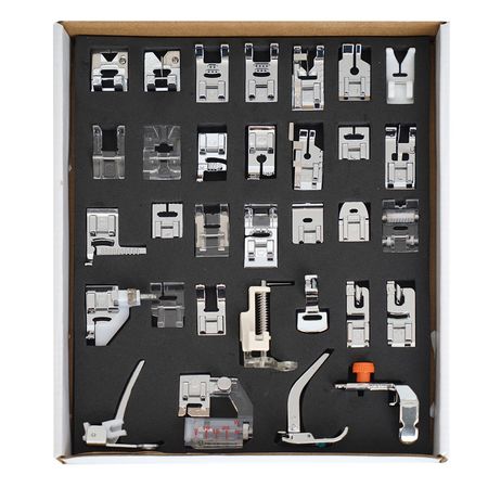 Prensatelas Kit x 32 Universales Para Máquinas de Coser Domésticas Pie Falso Overlock y Más