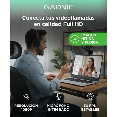 Cámara Web Gadnic Full HD 1080P con Micrófono 30 FPS