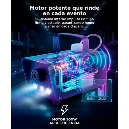 Maquina De Humo Gadnic 500W C/Control Remoto Luces RGB