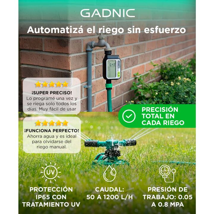 Temporizador de Agua Digital Gadnic RG3030 Controlador de Riego - Vista 2