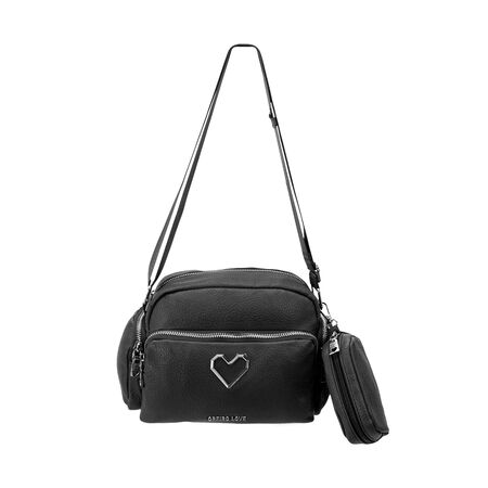 Cartera De Mujer Las Oreiro Original Bandoleras Eco Cuero Color negro