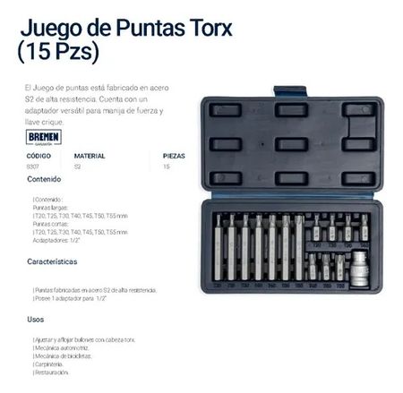 Set de Puntas Bremen Torx 15 Piezas AS2