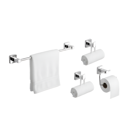 Kit de Accesorios de Baño Ducha Waggs 4 piezas de Metal Cromado