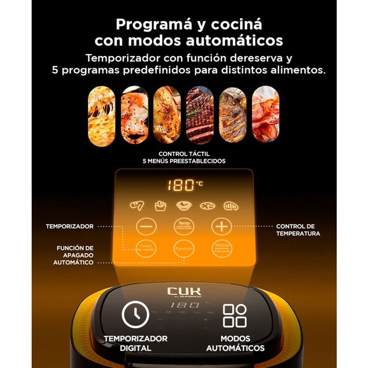 Freidora de Aire Gadnic Pantalla Táctil Cocción sin Aceite 3.5 litros - Vista 3