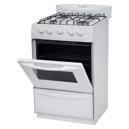 Cocina a gas natural Escorial Candor 4 hornallas 51 cm puerta visor blanca