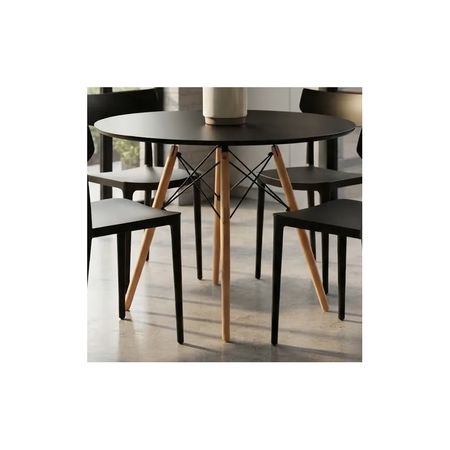 Juego De Comedor Mesa Eames 100cm+4 Sillas Roma Negro