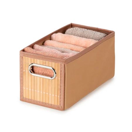 Canasto Cesto Caja Plegable Organizador Bambu Tela Compactor 