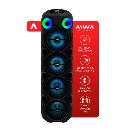Parlante Aiwa AW-T862 3500W Bluetooth Portatil Luces Rgb Radio Fm