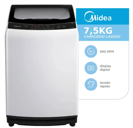 LAVARROPAS DE CARGA SUPERIOR MIDEA MLS-75WE04N COLOR BLANCO