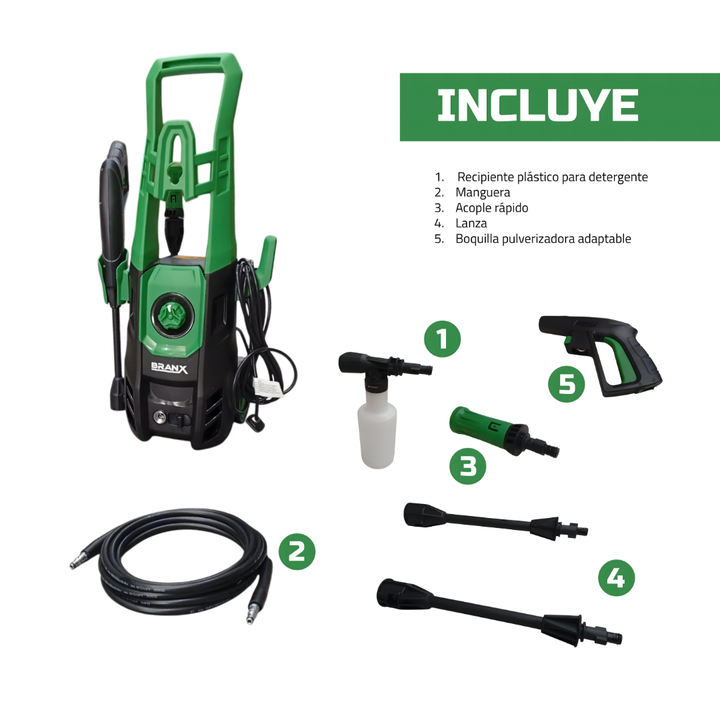 Hidrolavadora Elctrica Branx 1400w 110bar Manguera 5mts - Vista 4