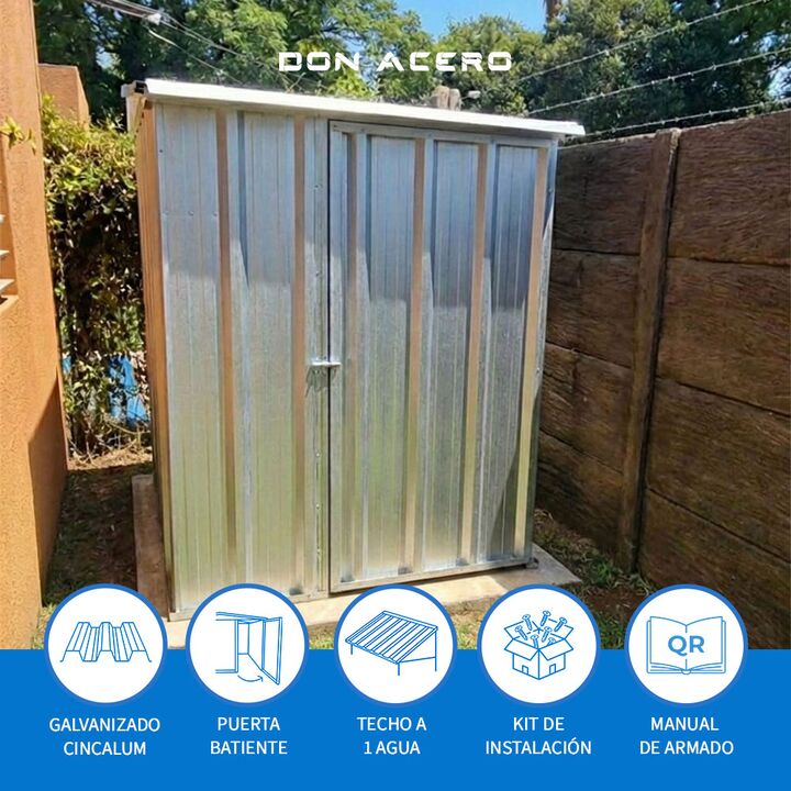 Deposito Armario Caseta Cobertizo de jardín 150x1 Techo 1 agua DON ACERO - Vista 4