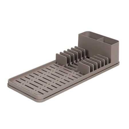 Escurridor De Platos De Plastico C/ Bandeja Single Coza Warm Gray ( 17013/3126)