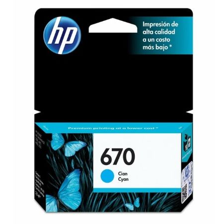 Cartucho HP 670 CYAN  INK CARTRIDGE CZ114AL