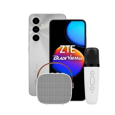 Combo ZTE V80 Max 4+256GB Silver + Kit Karaoke BT Dekkin 5W