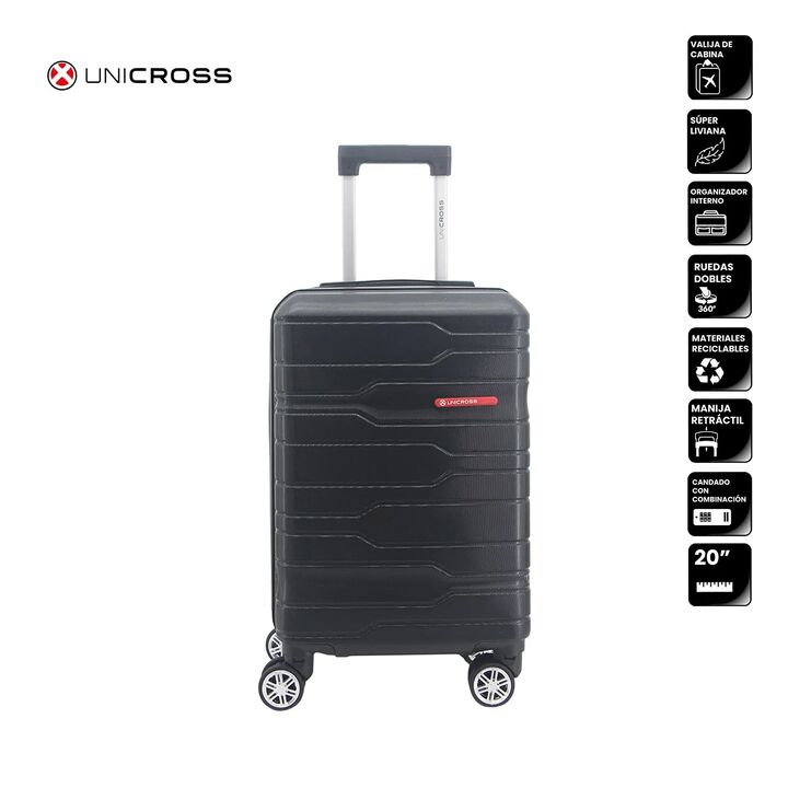 Valija Negra Carry On Unicross ABS 20 Ideal Cabina Ruedas 360° - Vista 1