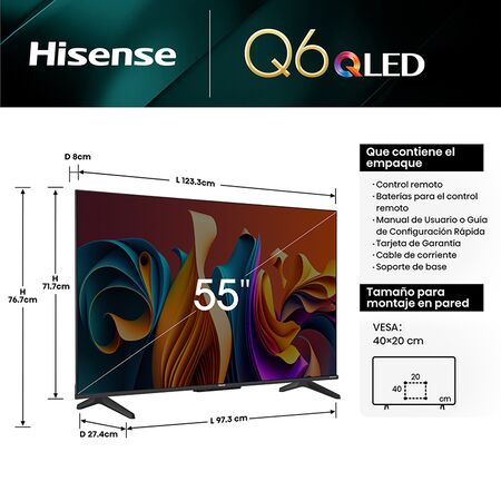 TELEVISOR LED HISENSE 4K55Q6N 55" QLED GOOGLE TV UHD - 4609365 