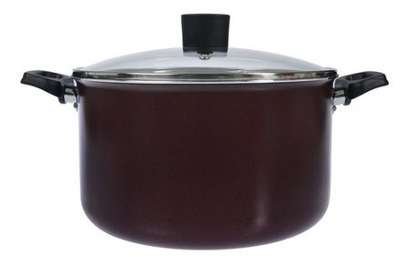 Olla Cacerola 24 Cm Tapa Vidrio Antiadherente Aston Bordo