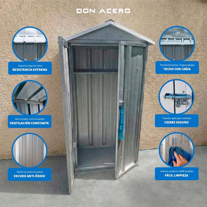 Armario Depósito Galpón de jardín 1x057x2 Galva + Piso + Estante DON ACERO - Vista 5