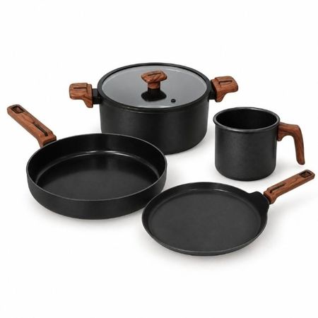 Batería de Cocina Carol Antiadherente 5 Piezas Premium Negro