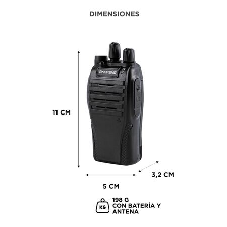 Handy Baofeng BF-999S 5w 16CH UHF Hasta 10km + 2 Baterías y Manos Libres