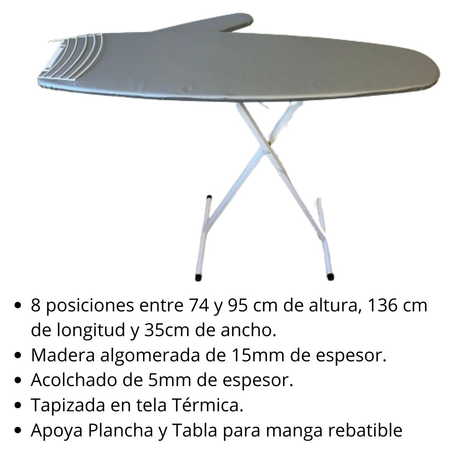 Tabla De Planchar Reforzada Con Manga Tela Aluminizada (136 X 35)