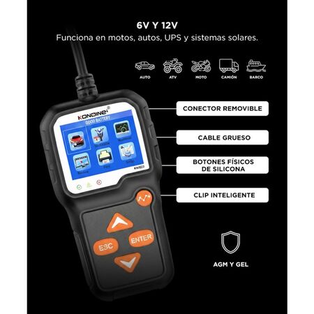 Tester Konnwei Arranque Probador de Baterías KW650