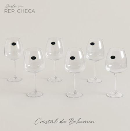 SET X12 COPAS DE CRISTAL DE BOHEMIA ANSER 610 ML