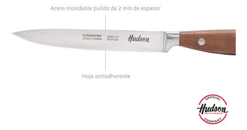 Cuchillo Utilitario Acero Inoxidable Mango Madera Hudson Marrón - Vista 4