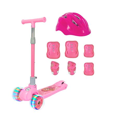 Monopatín T-GO Infantil SCO018G2 con Casco y Protecciones Rosa