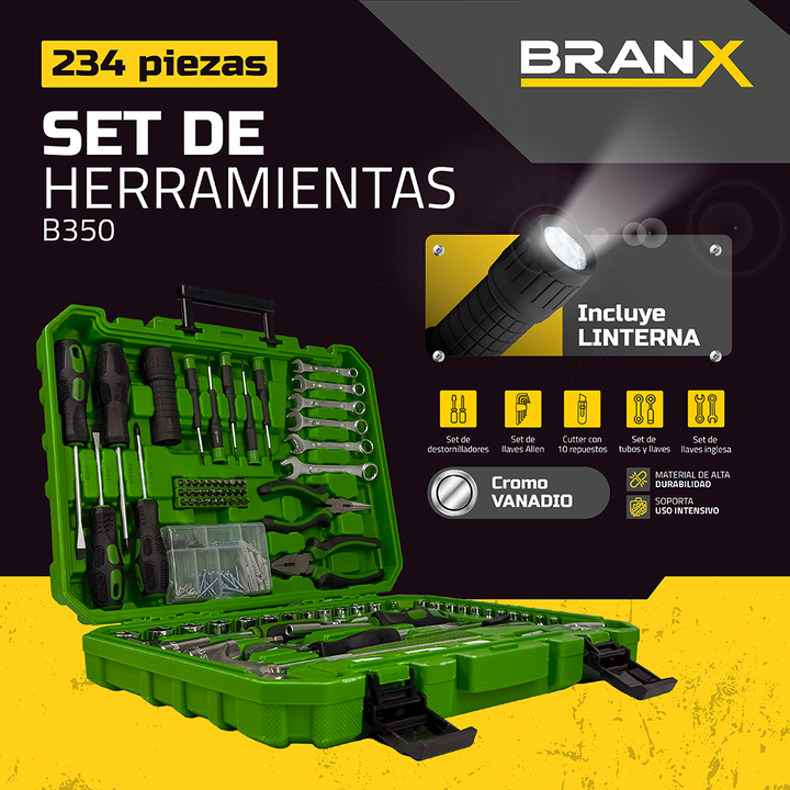 Set De Herramientas Tubos 234 Piezas Branx Crv Maletin - Vista 2