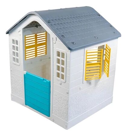 Casita Para Niños De Plastico Exterior Interior Gris Blanco Liso