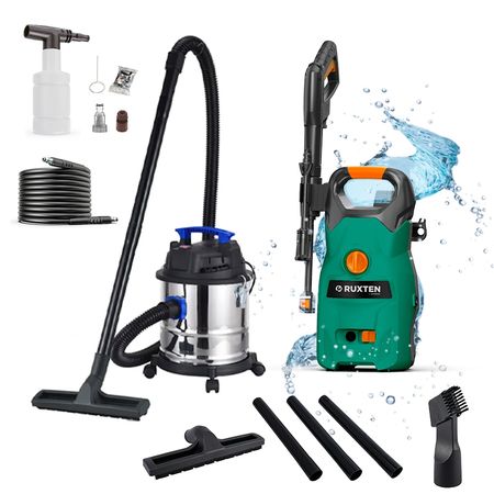 Kit Hidrolavadora Gadnic 1400W - Aspiradora de Tacho Gadnic 20L 1200W Para Polvo y Liquido