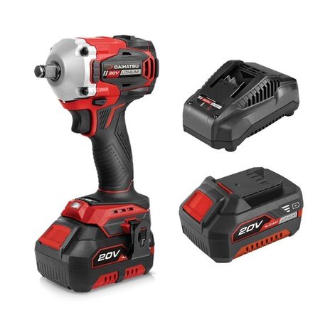 Combo Llave de Impacto Inalambrica Brushless Daihatsu 20V 400 Nm + Bateria 4.0 Ah + Cargador Rapido - Modelo HI-LL20PBK