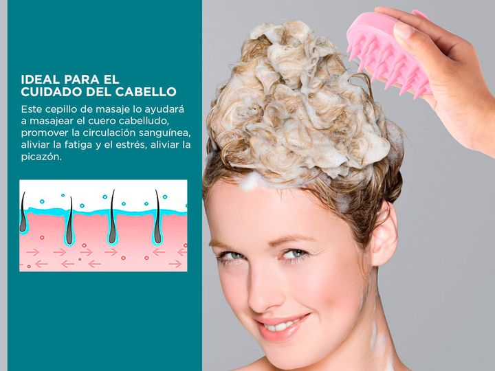 Masajeador De Cuero Cabelludo Negro Gadnic Cepillo De Silicona - Vista 3
