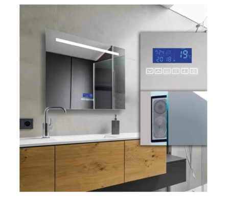Espejo Led Con Radio Temperatura Fecha Touch5 Luces 28W Cromo