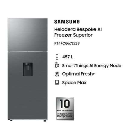 Heladera Samsung RT47CG6722S9 Inverter 457 L Inox Dispenser