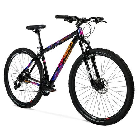 Bicicleta Mountain Bike Topmega Regal R29 Aluminio 21v Negra/Fucsia/Naranja Talle M
