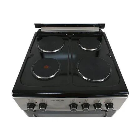 Cocina Electrica Plata 60cm 4 Hornallas Grill Turbo Tapa Dalton