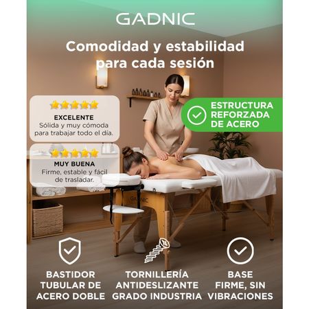 Camilla Para Masajes Negra Gadnic Profesional Hasta 225kg 185x70cm Plegable